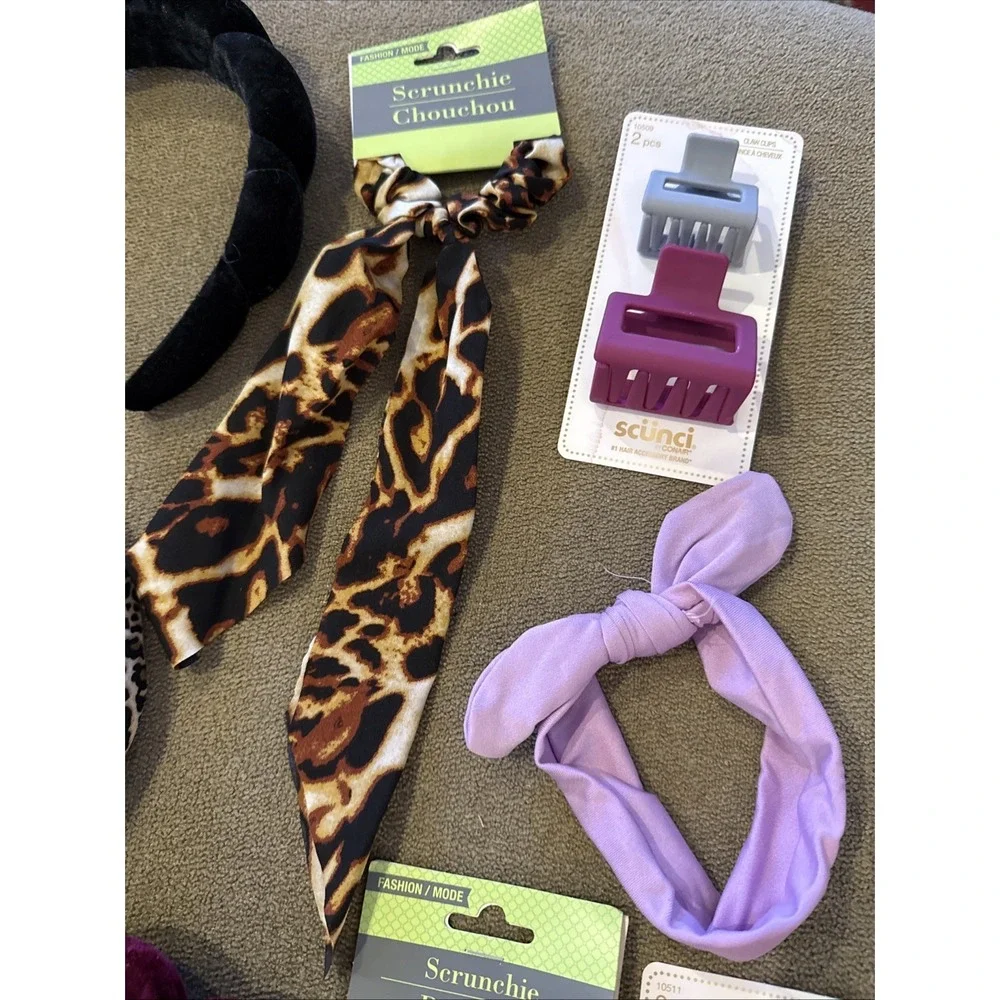 Mixed Lot Of 10 Hair Accessories - Headbands, Clips, Scrunchies (TD)